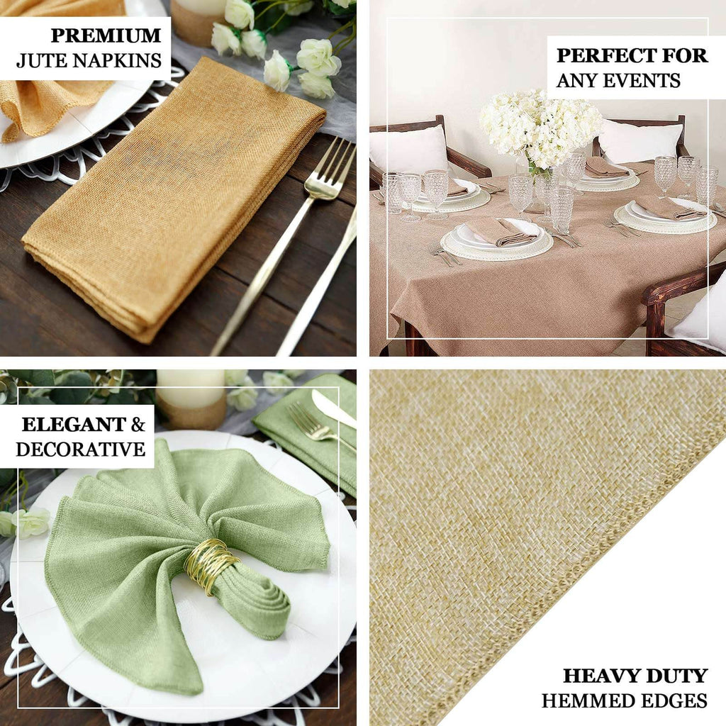 5 Pack Faux Jute 19"x19" Napkins Sage Green - Authentic Burlap Look Cloth Napkins - Bell Racket Store