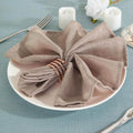 5 Pack Faux Linen 20"x20" Napkins Taupe - Slubby Textured & Wrinkle Resistant Cloth Napkins