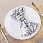 5 - Pack French Toile Polyester Cloth Napkins â€“ 17"x17" Black and White Reusable Table Napkins in Floral Design for Events & Dining - Bell Racket Store