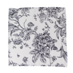 5 - Pack French Toile Polyester Cloth Napkins â€“ 17"x17" Black and White Reusable Table Napkins in Floral Design for Events & Dining - Bell Racket Store