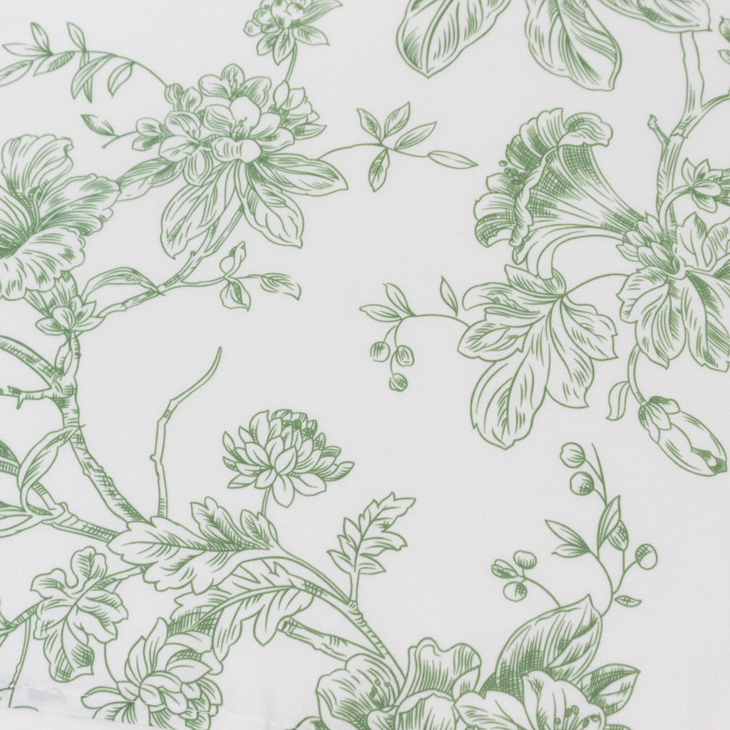 5 - Pack French Toile Polyester Cloth Napkins â€“ 17"x17" Dusty Sage Green and White Reusable Table Napkins in Floral Design for Events & Dining - Bell Racket Store