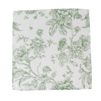 5 - Pack French Toile Polyester Cloth Napkins â€“ 17"x17" Dusty Sage Green and White Reusable Table Napkins in Floral Design for Events & Dining - Bell Racket Store