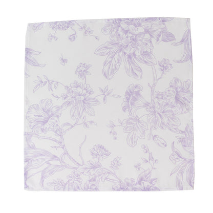 5 - Pack French Toile Polyester Cloth Napkins â€“ 17"x17" Lavender Lilac and White Reusable Table Napkins in Floral Design for Events & Dining - Bell Racket Store
