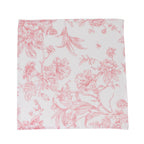 5 - Pack French Toile Polyester Cloth Napkins â€“ 17"x17" Pink and White Reusable Table Napkins in Floral Design for Events & Dining - Bell Racket Store