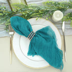 5 Pack Gauze Cheesecloth 24"x19" Napkins Peacock Teal Reusable Dinner Napkins - Bell Racket Store