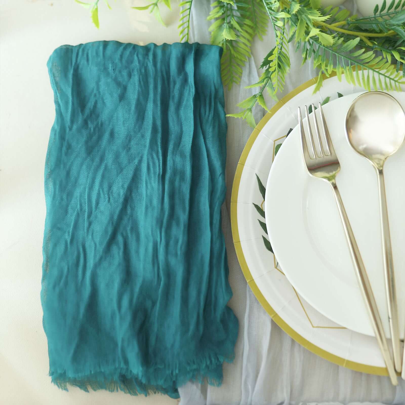 5 Pack Gauze Cheesecloth 24"x19" Napkins Peacock Teal Reusable Dinner Napkins - Bell Racket Store