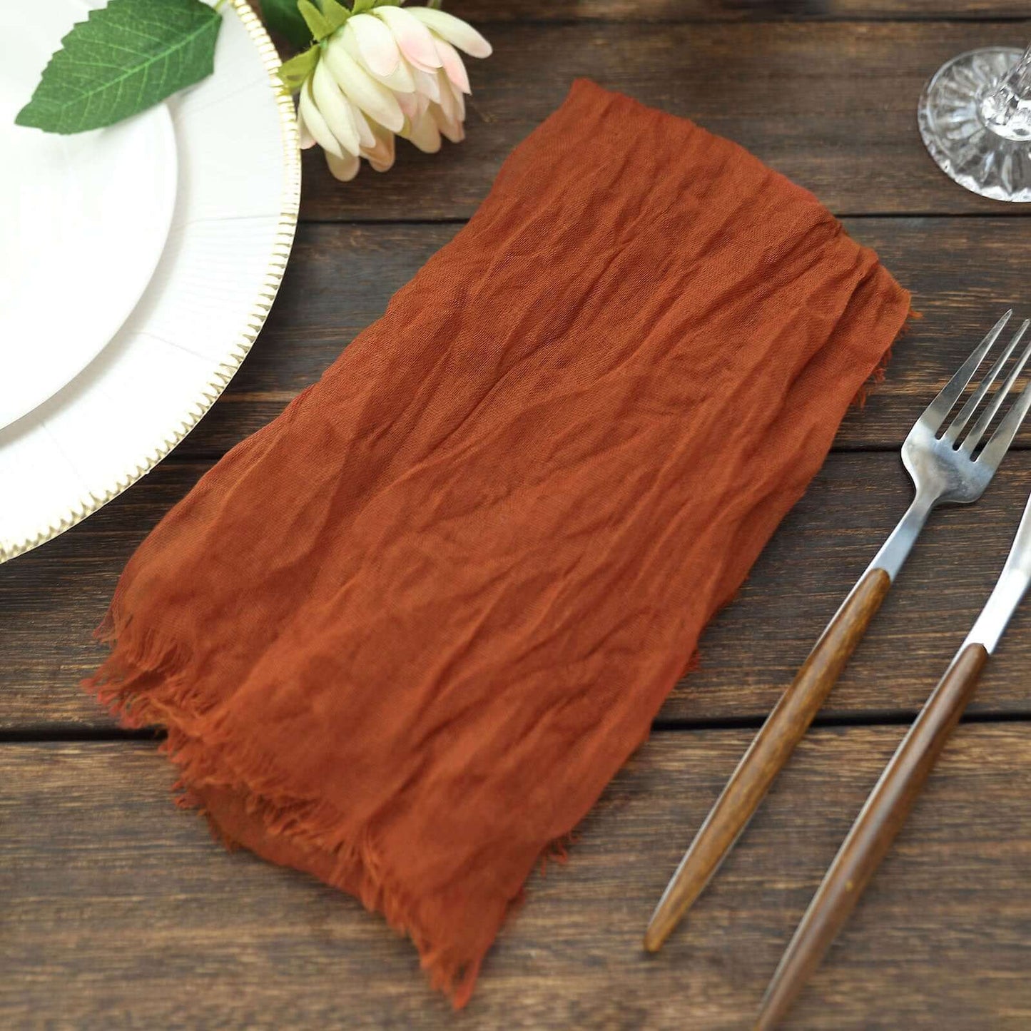 5 Pack Gauze Cheesecloth 24"x19" Napkins Terracotta (Rust) Reusable Dinner Napkins - Bell Racket Store