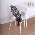 5 Pack Glitz Sequin Chair Sashes with Geometric Diamond Design 6"x88" Black - Glittering Accent for Weddings - Bell Racket Store