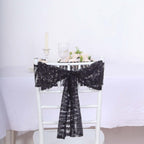 5 Pack Glitz Sequin Chair Sashes with Geometric Diamond Design 6"x88" Black - Glittering Accent for Weddings - Bell Racket Store