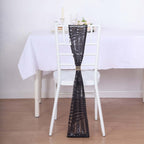 5 Pack Glitz Sequin Chair Sashes with Geometric Diamond Design 6"x88" Black - Glittering Accent for Weddings - Bell Racket Store