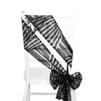5 Pack Glitz Sequin Chair Sashes with Geometric Diamond Design 6"x88" Black - Glittering Accent for Weddings - Bell Racket Store