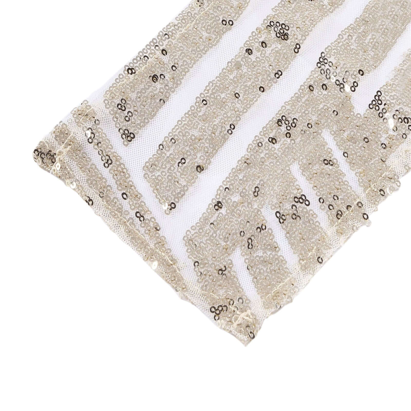 5 Pack Glitz Sequin Chair Sashes with Geometric Diamond Design 6"x88" Champagne - Bell Racket Store