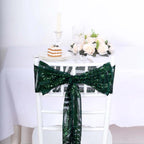 5 Pack Glitz Sequin Chair Sashes with Geometric Diamond Design 6"x88" Hunter Emerald Green - Bell Racket Store
