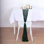5 Pack Glitz Sequin Chair Sashes with Geometric Diamond Design 6"x88" Hunter Emerald Green - Bell Racket Store