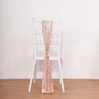 5 Pack Glitz Sequin Chair Sashes with Geometric Diamond Design 6"x88" Rose Gold - Bell Racket Store
