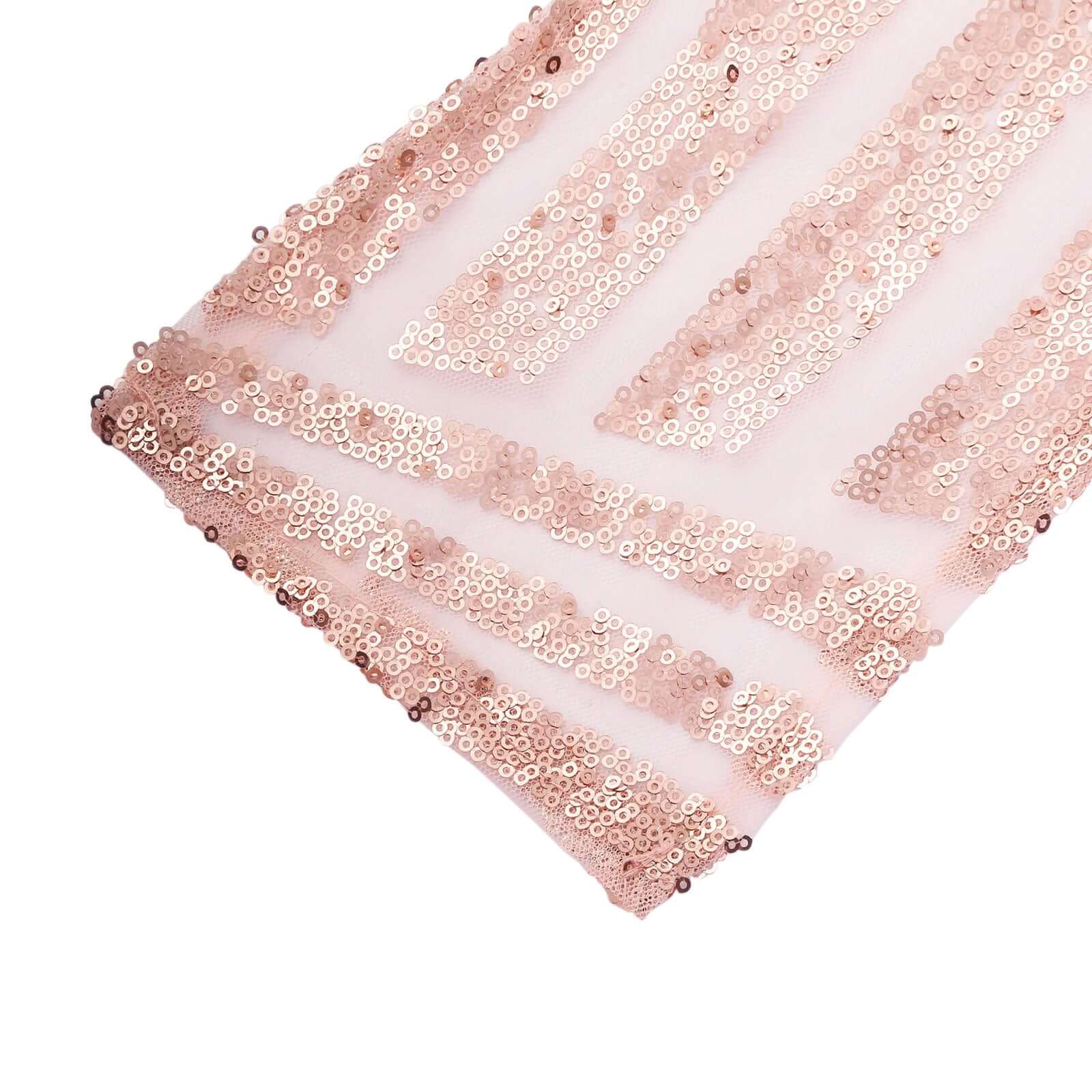 5 Pack Glitz Sequin Chair Sashes with Geometric Diamond Design 6"x88" Rose Gold - Bell Racket Store