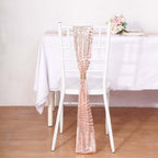 5 Pack Glitz Sequin Chair Sashes with Geometric Diamond Design 6"x88" Rose Gold - Bell Racket Store