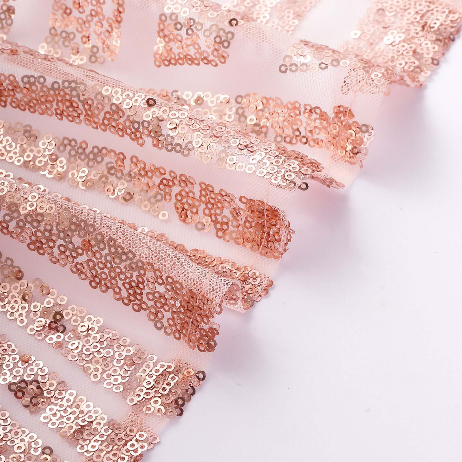 5 Pack Glitz Sequin Chair Sashes with Geometric Diamond Design 6"x88" Rose Gold - Bell Racket Store