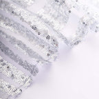 5 Pack Glitz Sequin Chair Sashes with Geometric Diamond Design 6"x88"Silver - Bell Racket Store