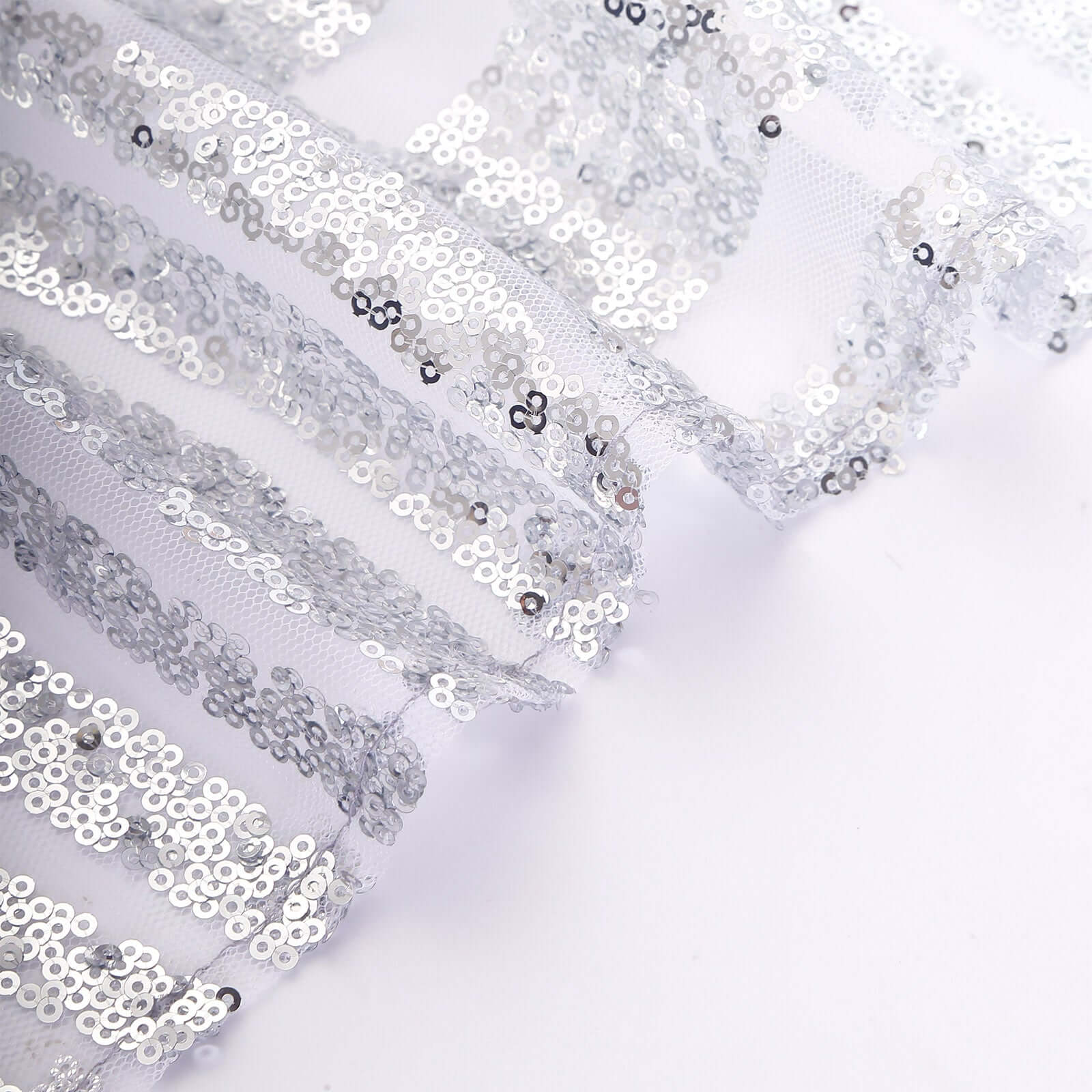 5 Pack Glitz Sequin Chair Sashes with Geometric Diamond Design 6"x88"Silver - Bell Racket Store