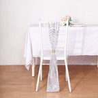 5 Pack Glitz Sequin Chair Sashes with Geometric Diamond Design 6"x88"Silver - Bell Racket Store