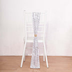 5 Pack Glitz Sequin Chair Sashes with Geometric Diamond Design 6"x88"Silver - Bell Racket Store