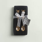 5 Pack Gold Metal Butterfly Handle Dessert Spoons in Clear Top Black Gift Box, Pre - Packed Mini Espresso Coffee Spoons Wedding Souvenir Gift with Thank You Tag and Ribbon - 4" - Bell Racket Store