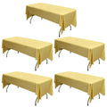 5-Pack Plastic Table Covers Gold Rectangle - Reliable PVC Disposable Covers for Gatherings 54"x108"