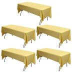 5-Pack Plastic Table Covers Gold Rectangle - Reliable PVC Disposable Covers for Gatherings 54"x108"