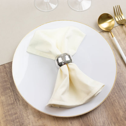 5 Pack Ivory Scuba Napkins â€“ 17"x17", Wrinkle - Free & Stain Resistant Cloth Napkins - Bell Racket Store