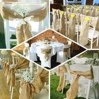 5 Pack Jute Faux Burlap 6"x108" Chair Sashes Gold - Boho Chic Linen Decor for Weddings & Gatherings - Bell Racket Store