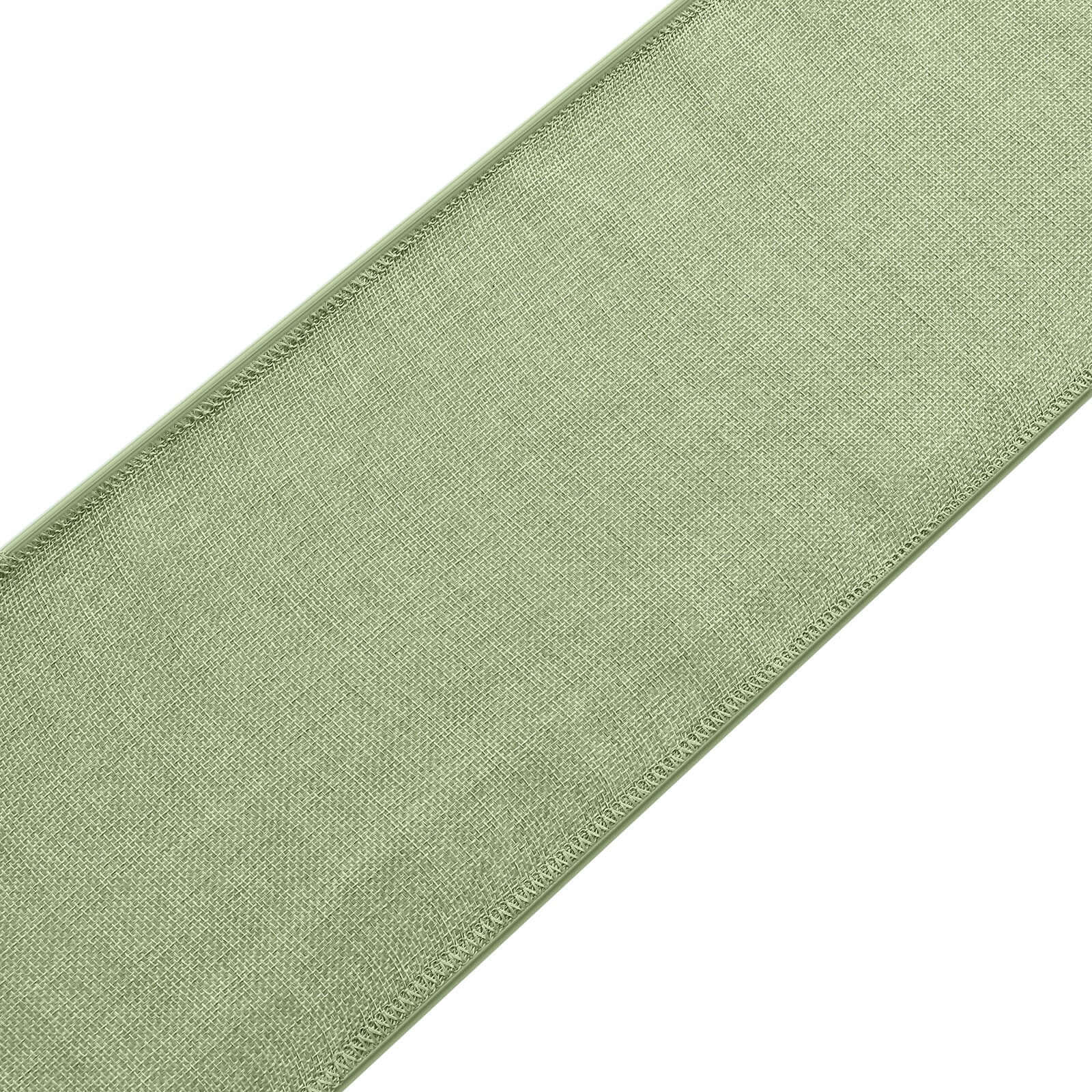 5 Pack Jute Faux Burlap 6"x108" Chair Sashes Sage Green - Boho Chic Linen Decor - Bell Racket Store