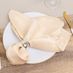5 Pack Lamour Satin 20"x20" Napkins Beige - Soft Matte Finish Dinner Napkins - Bell Racket Store
