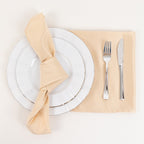 5 Pack Lamour Satin 20"x20" Napkins Beige - Soft Matte Finish Dinner Napkins - Bell Racket Store