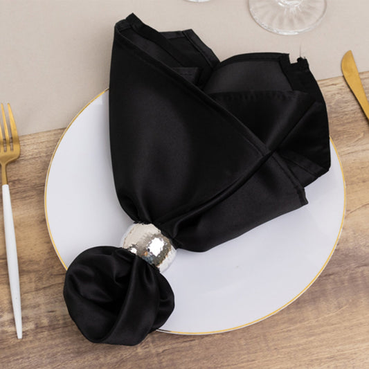 5 Pack Lamour Satin 20"x20" Napkins Black - Exquisite Dinner Napkins with Soft Matte Finish for Weddings & Events - Bell Racket Store