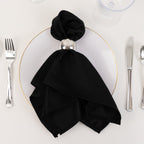 5 Pack Lamour Satin 20"x20" Napkins Black - Exquisite Dinner Napkins with Soft Matte Finish for Weddings & Events - Bell Racket Store