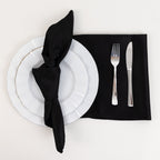 5 Pack Lamour Satin 20"x20" Napkins Black - Exquisite Dinner Napkins with Soft Matte Finish for Weddings & Events - Bell Racket Store