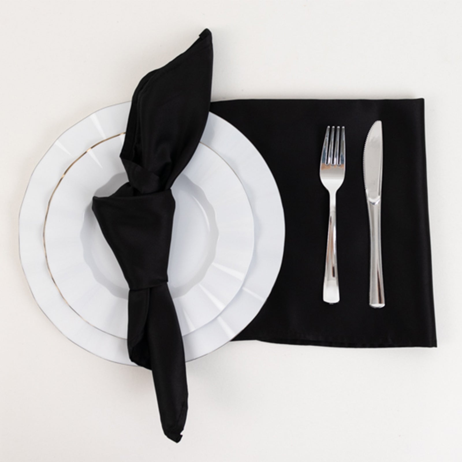 5 Pack Lamour Satin 20"x20" Napkins Black - Exquisite Dinner Napkins with Soft Matte Finish for Weddings & Events - Bell Racket Store