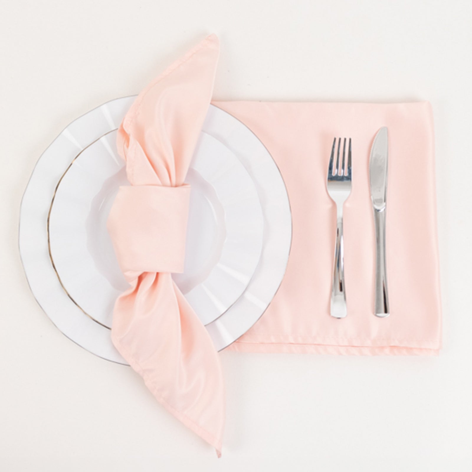 5 Pack Lamour Satin 20"x20" Napkins Blush - Soft Matte Finish Dinner Napkins - Bell Racket Store