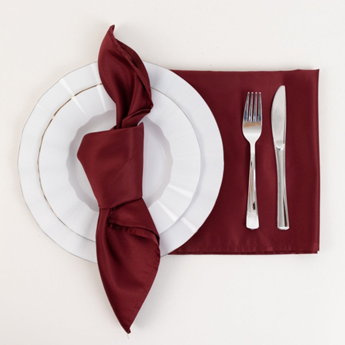5 Pack Lamour Satin 20"x20" Napkins Burgundy - Soft Matte Finish Dinner Napkins - Bell Racket Store