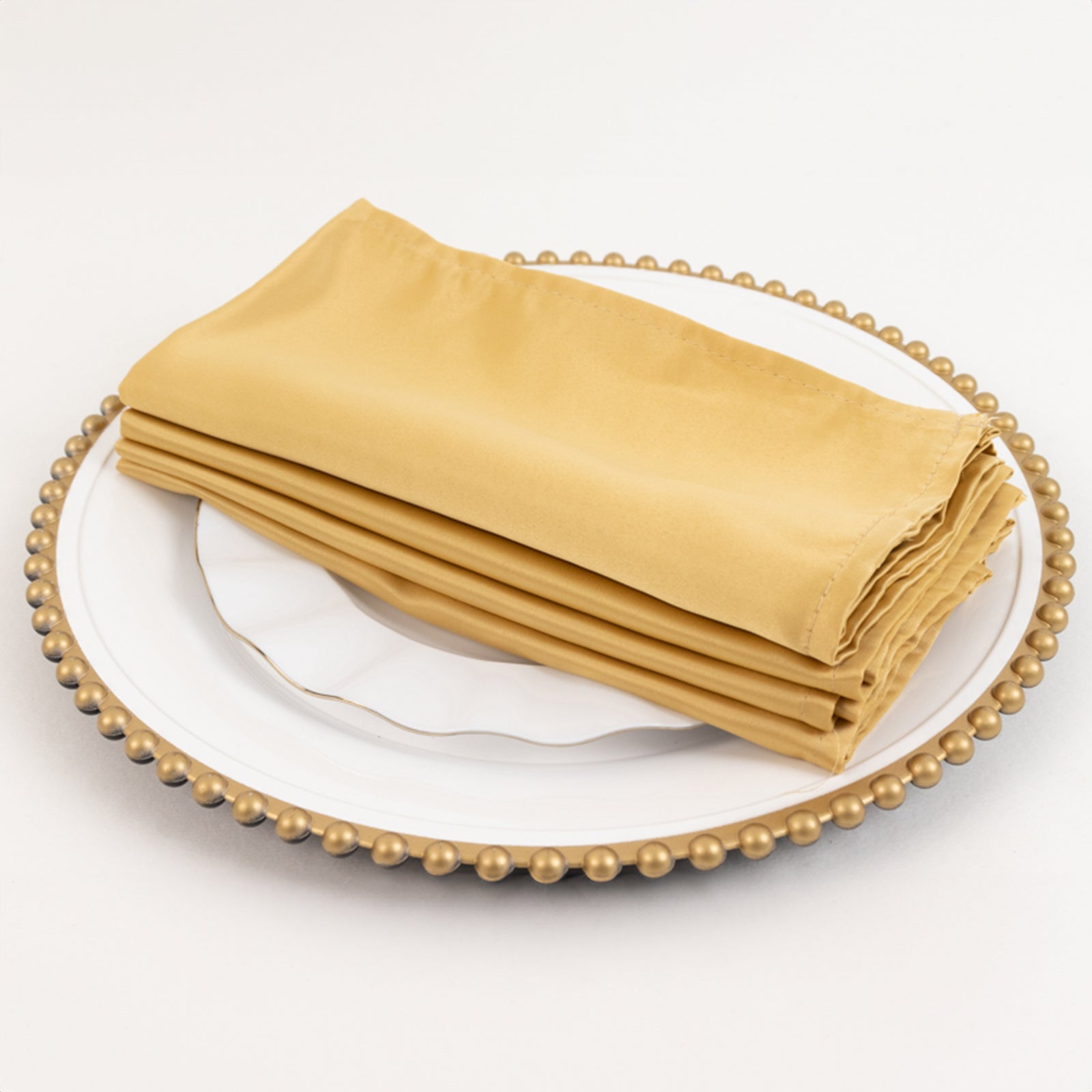 5 Pack Lamour Satin 20"x20" Napkins Champagne - Soft Matte Finish Dinner Napkins - Bell Racket Store