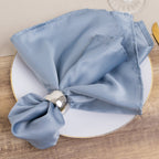 5 Pack Lamour Satin 20"x20" Napkins Dusty Blue - Soft Matte Finish Dinner Napkins - Bell Racket Store