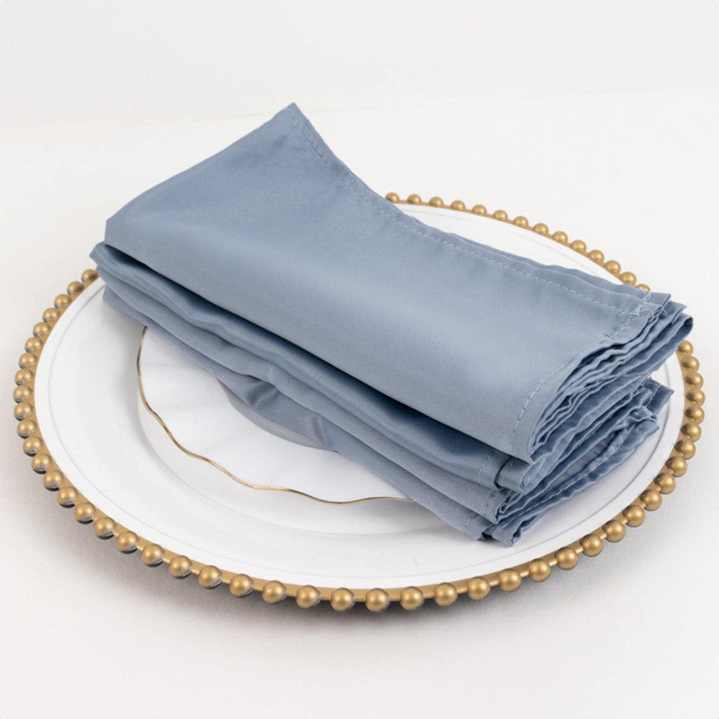 5 Pack Lamour Satin 20"x20" Napkins Dusty Blue - Soft Matte Finish Dinner Napkins - Bell Racket Store