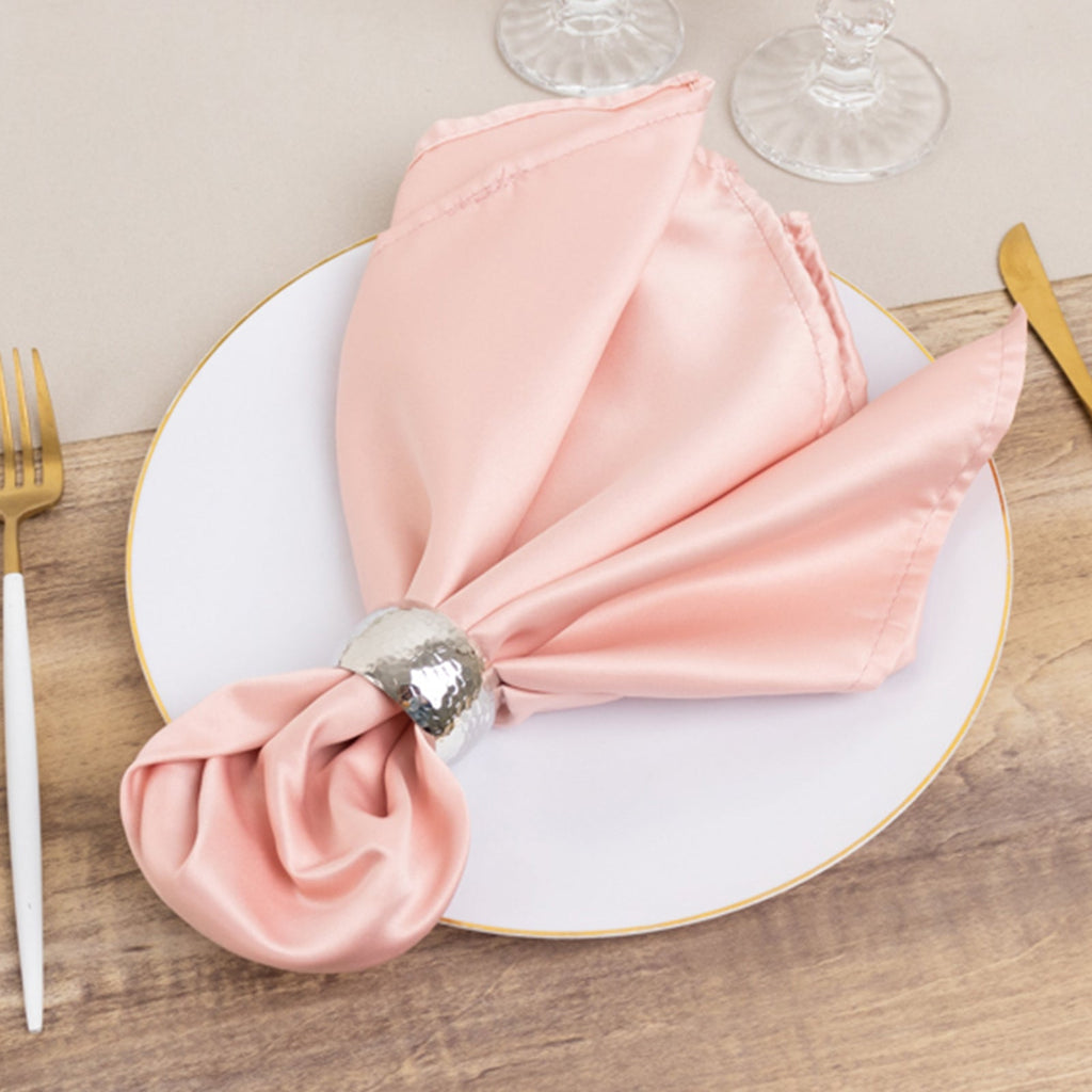 5 Pack Lamour Satin 20"x20" Napkins Dusty Rose - Soft Matte Finish Dinner Napkins - Bell Racket Store