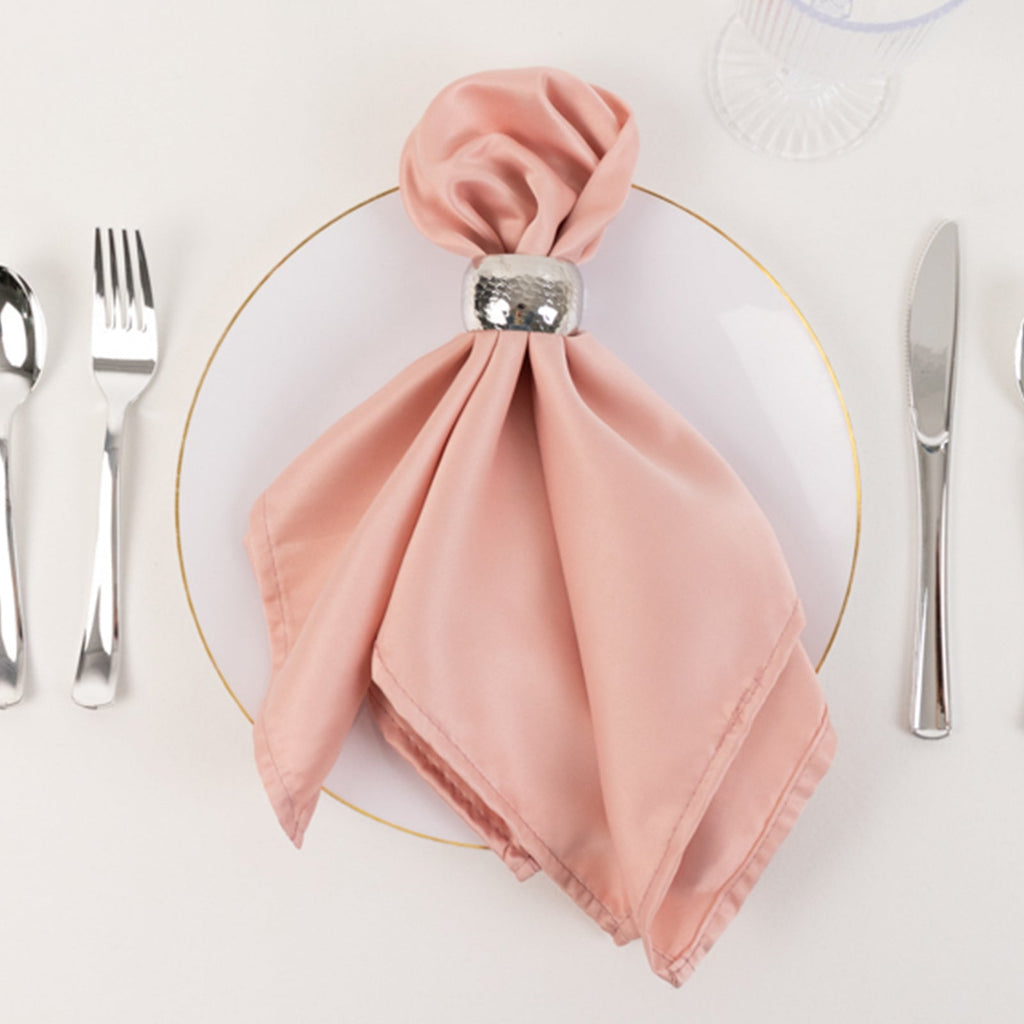 5 Pack Lamour Satin 20"x20" Napkins Dusty Rose - Soft Matte Finish Dinner Napkins - Bell Racket Store