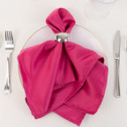 5 Pack Lamour Satin 20"x20" Napkins Fuchsia - Soft Matte Finish Dinner Napkins - Bell Racket Store