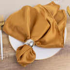 5 Pack Lamour Satin 20"x20" Napkins Gold - Exquisite Dinner Napkins with Soft Matte Finish for Weddings & Events - Bell Racket Store