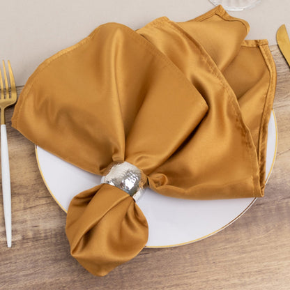 5 Pack Lamour Satin 20"x20" Napkins Gold - Exquisite Dinner Napkins with Soft Matte Finish for Weddings & Events - Bell Racket Store