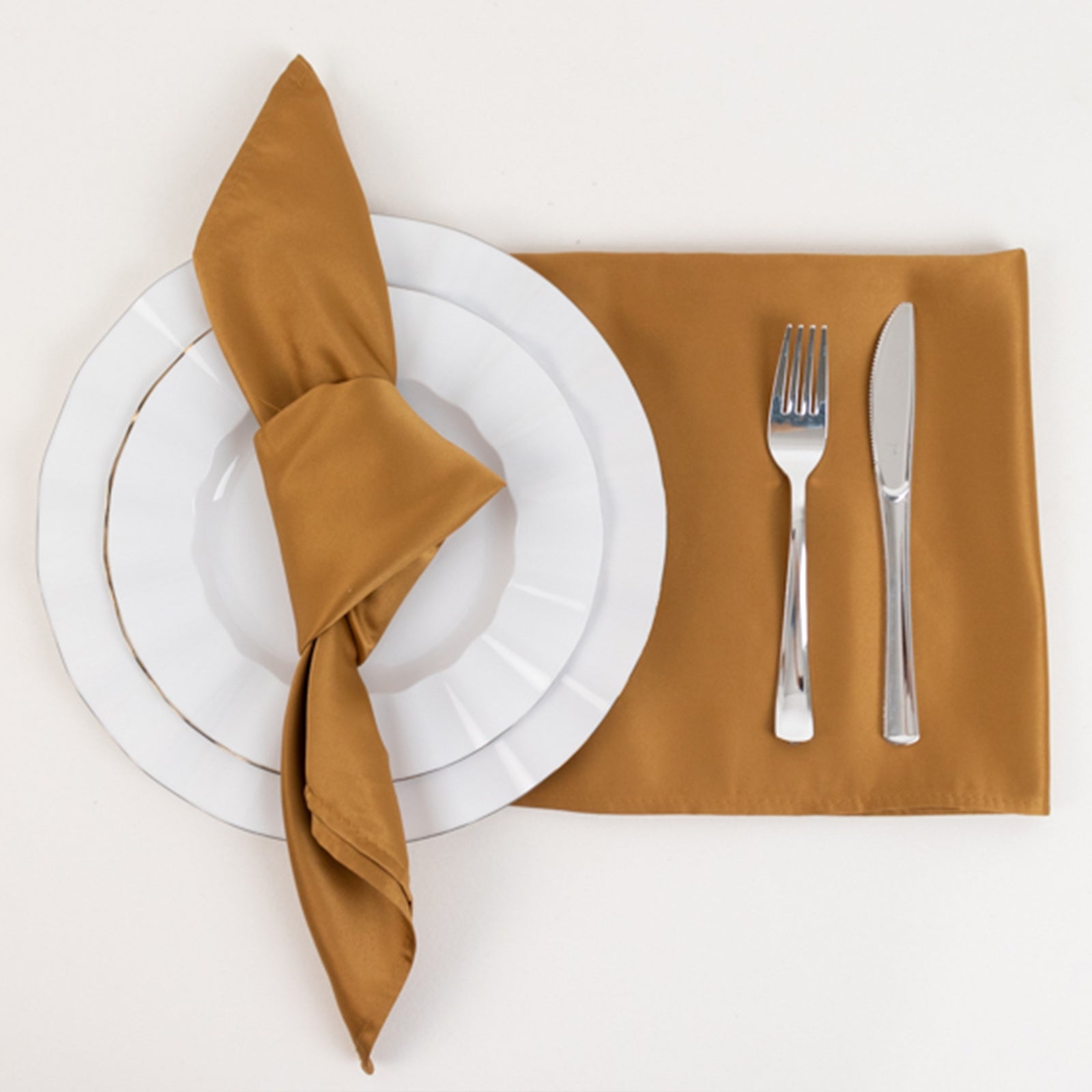 5 Pack Lamour Satin 20"x20" Napkins Gold - Exquisite Dinner Napkins with Soft Matte Finish for Weddings & Events - Bell Racket Store