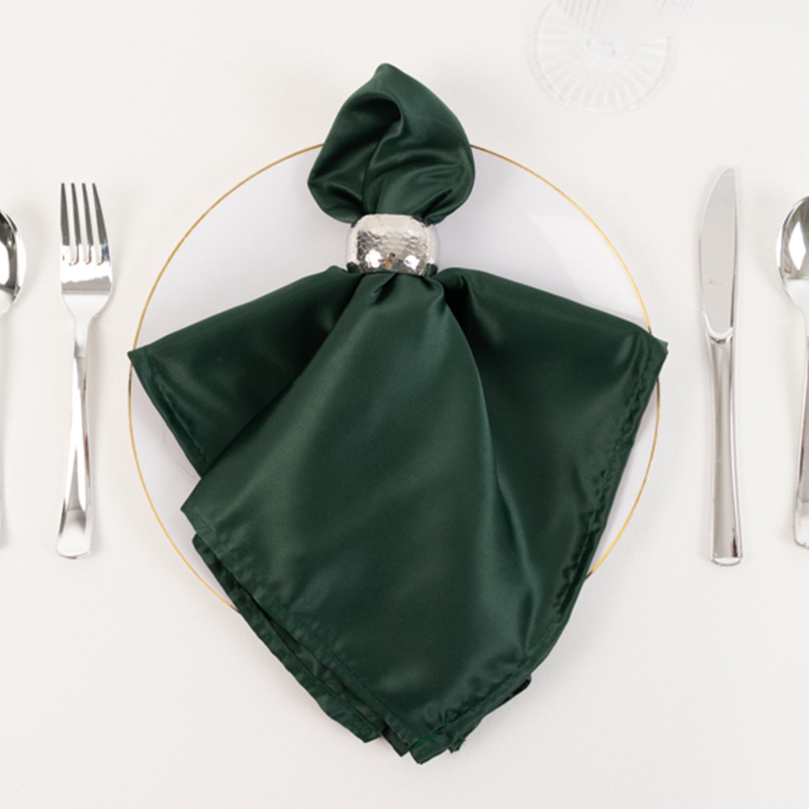 5 Pack Lamour Satin 20"x20" Napkins Hunter Emerald Green - Soft Matte Finish Dinner Napkins - Bell Racket Store